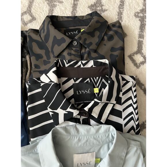 LYSSE Bundle Of 8 Solid Print Button Down Wrinkle Resistant Career Blouses Tops - Picture 4 of 16